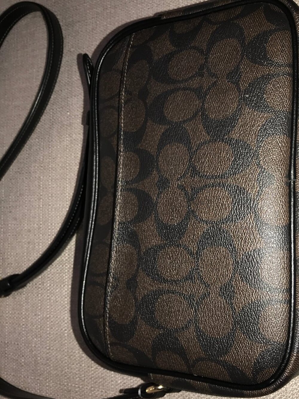 Coach Brown/Black Signature Small Crossbody Bag - Picture 4 of 15